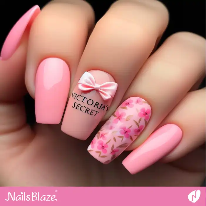 Peach Fuzz Bow Design For Victoria's Secret Nails | Color of the Year 2024 - NB1921